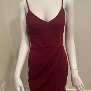 Lulu's Red Ruched Spaghetti Strap Mini Dress